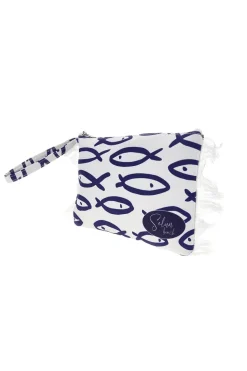 Pochette Mare Bianca con Stampa Pesci Selun beach SUI 261021
