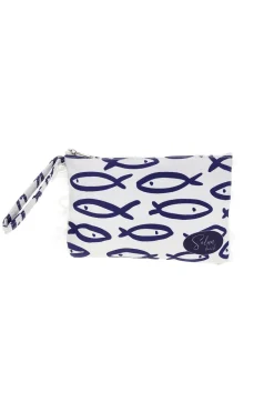 Pochette Mare Bianca con Stampa Pesci Selun beach SUI 261021
