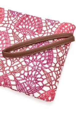 Pochette mare fantasia fuxia in tessuto ricamato Basile 22153