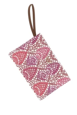 Pochette mare fantasia fuxia in tessuto ricamato Basile 22153