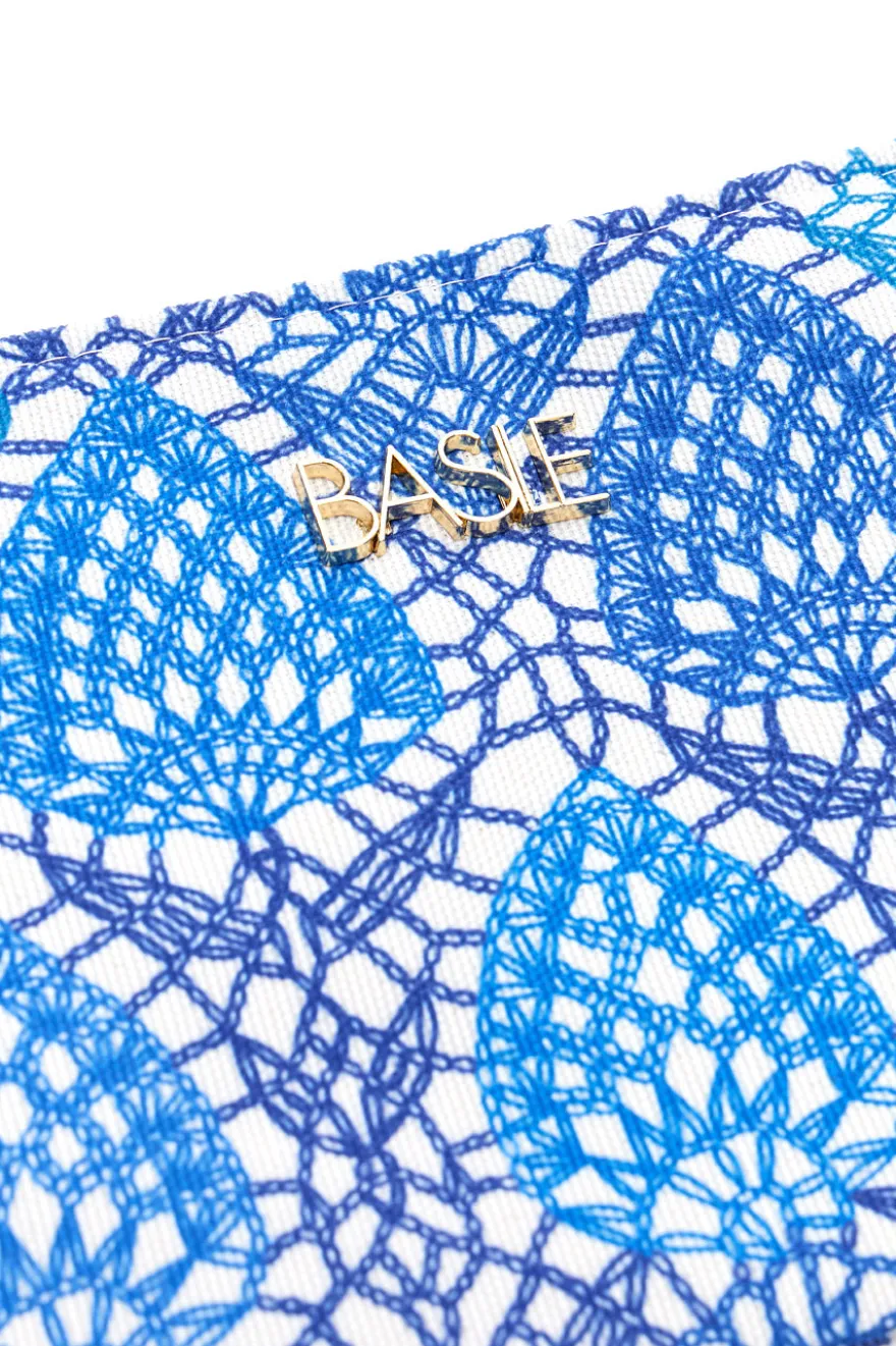 Pochette mare in fantasia blu in tessuto ricamato Basile 22153
