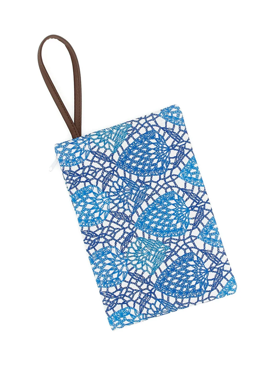 Pochette mare in fantasia blu in tessuto ricamato Basile 22153
