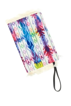 Pochette mare multicolor con frange in tessuto leggero Basile BA26433