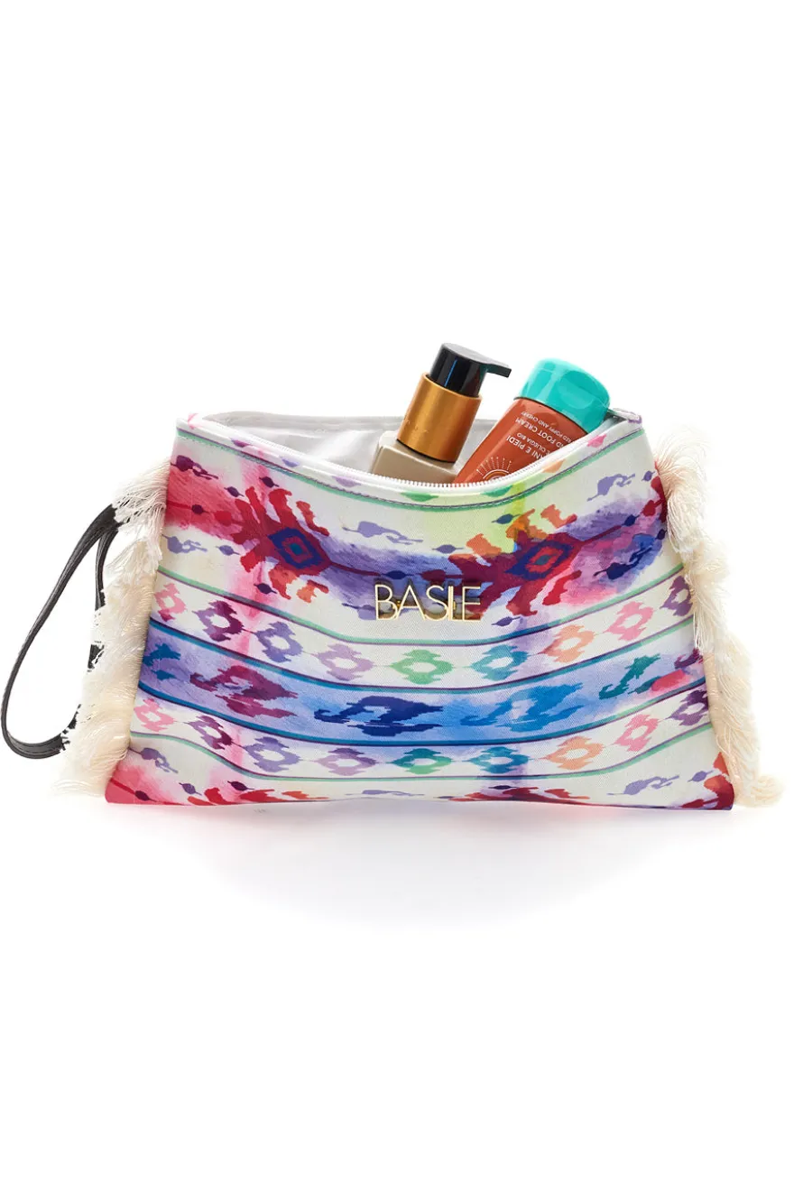 Pochette mare multicolor con frange in tessuto leggero Basile BA26433