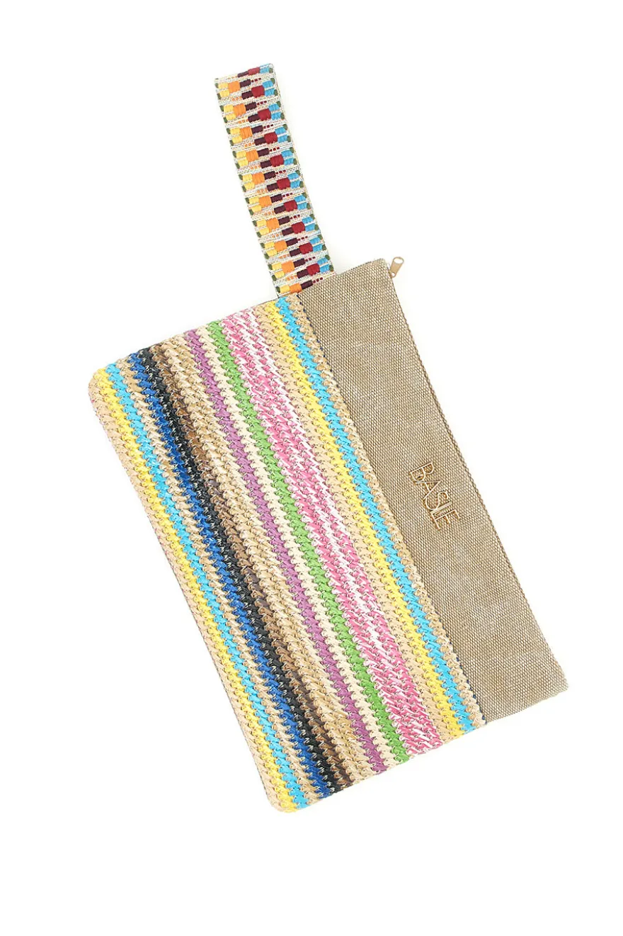 Pochette mare multicolore in tessuto naturale con fantasia etnica Basile 22102