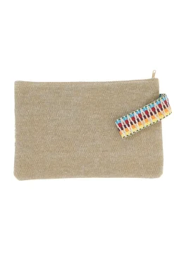 Pochette mare multicolore in tessuto naturale con fantasia etnica Basile 22102