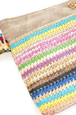 Pochette mare multicolore in tessuto naturale con fantasia etnica Basile 22102