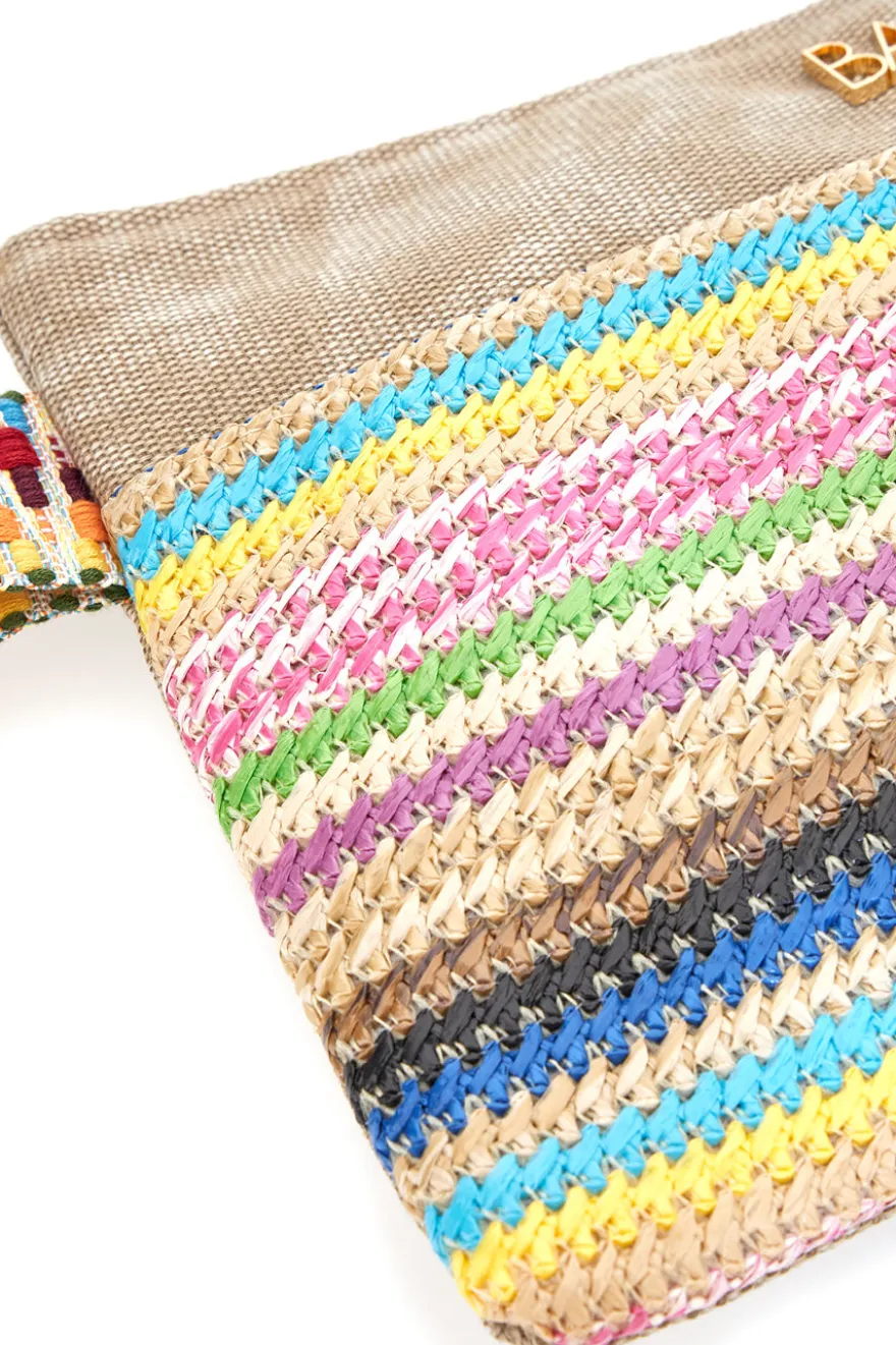 Pochette mare multicolore in tessuto naturale con fantasia etnica Basile 22102