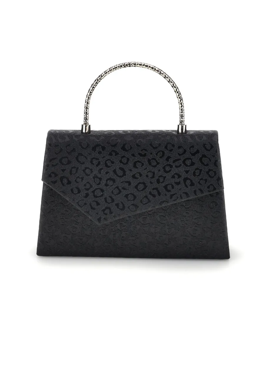 Pochette nera con texture all over e catena Nbg SERA/3488