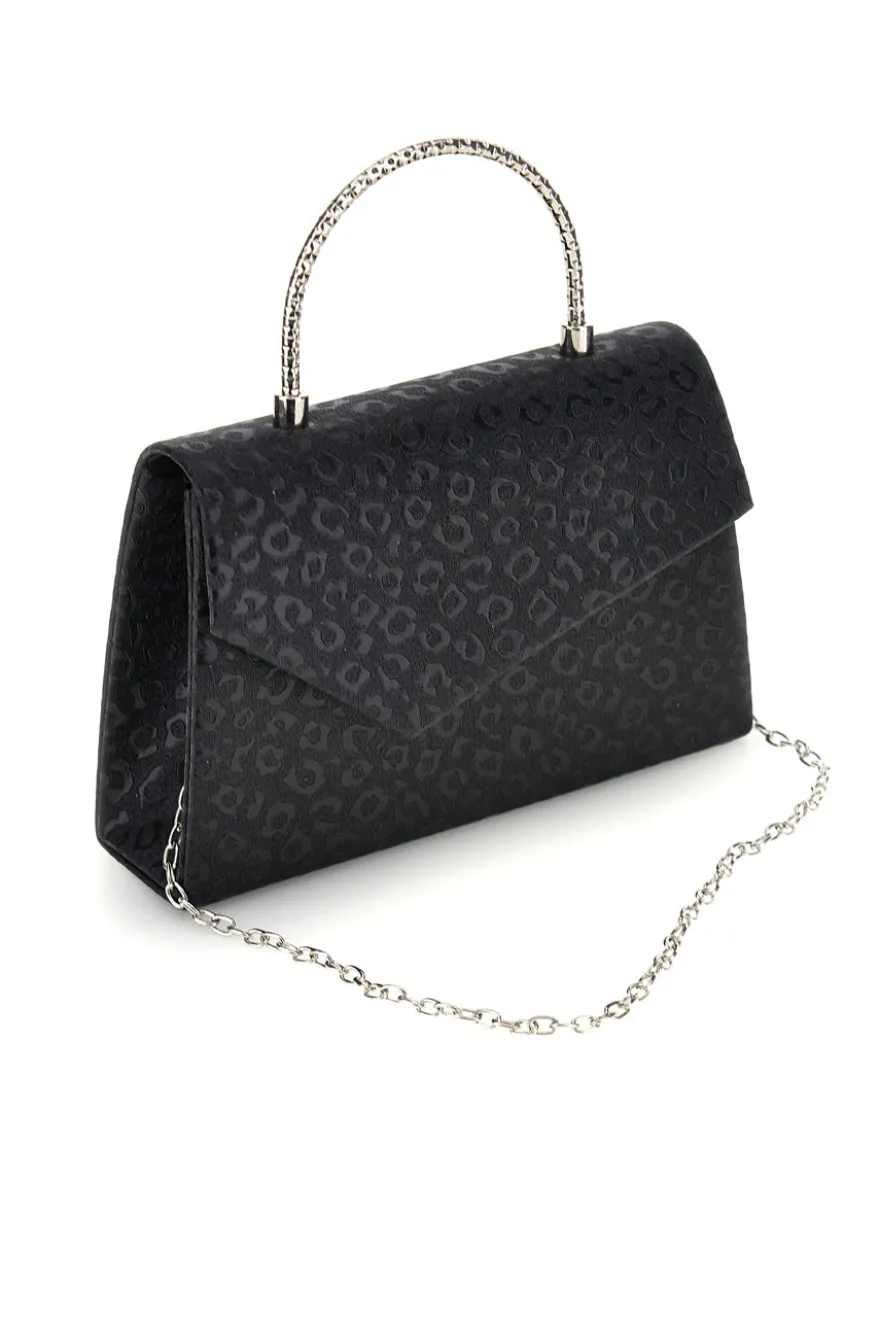 Pochette nera con texture all over e catena Nbg SERA/3488