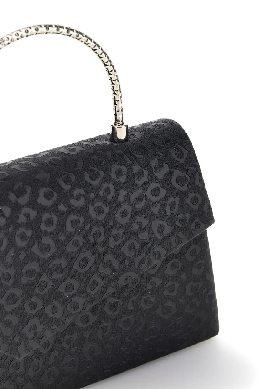 Pochette nera con texture all over e catena Nbg SERA/3488