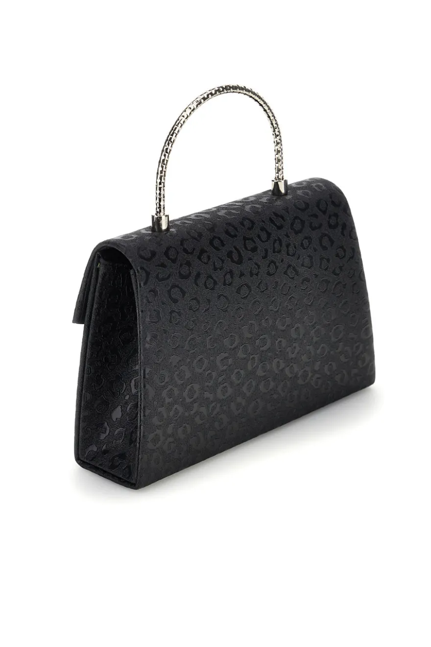 Pochette nera con texture all over e catena Nbg SERA/3488