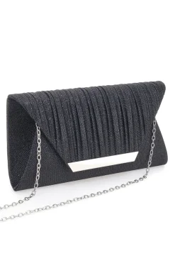 Pochette Nera Effetto Brillantinato con Calamita e Tracolla Rimovibile COVERI COLLECTION 0149-F
