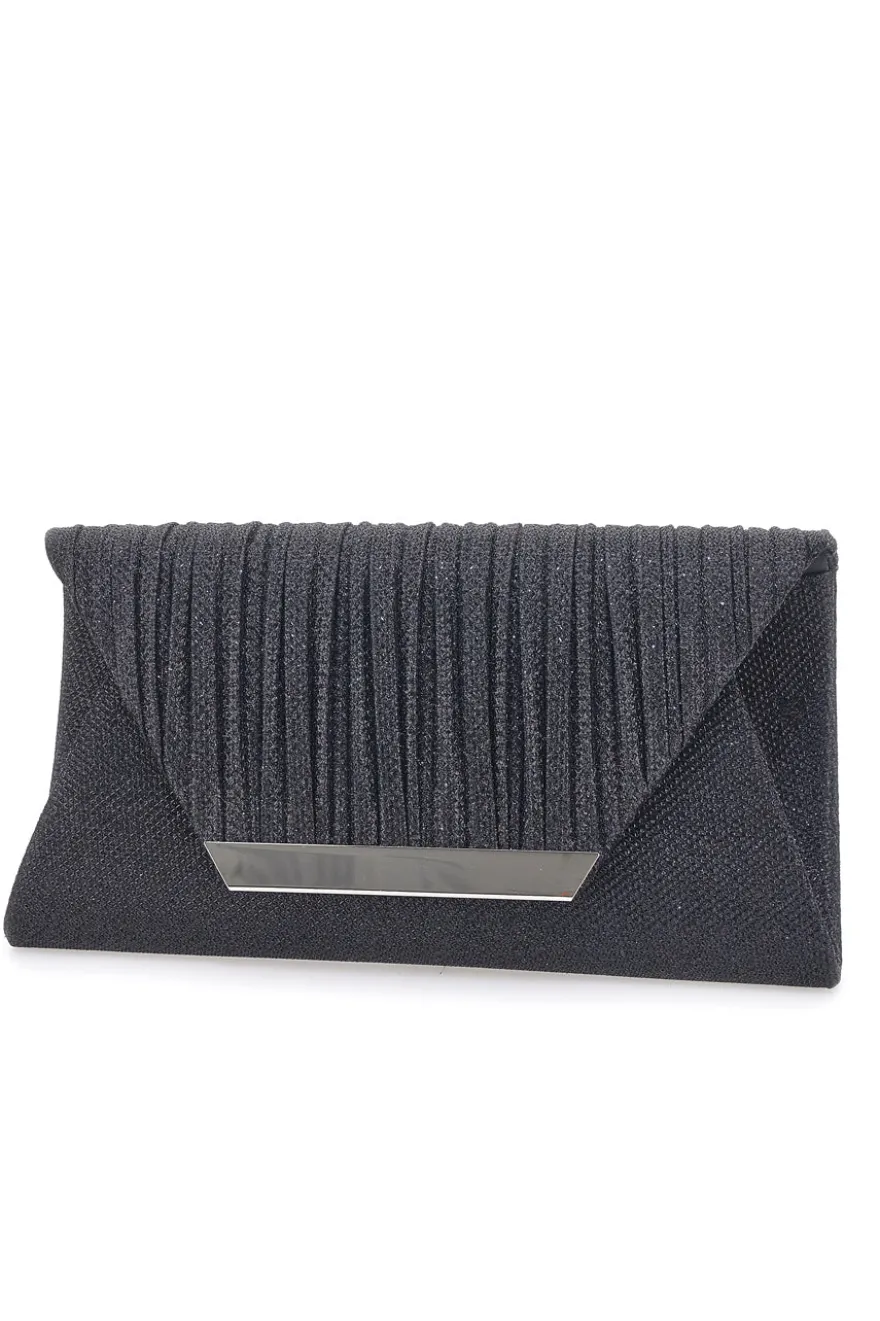 Pochette Nera Effetto Brillantinato con Calamita e Tracolla Rimovibile COVERI COLLECTION 0149-F