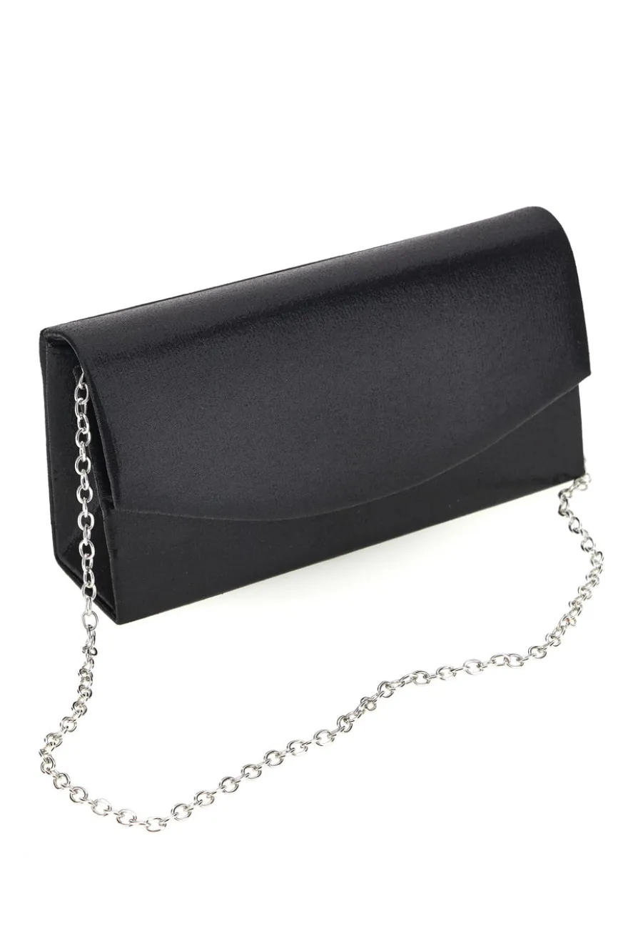 Pochette Nera in Raso con Tracolla a Catena Coveri Sera 099 7