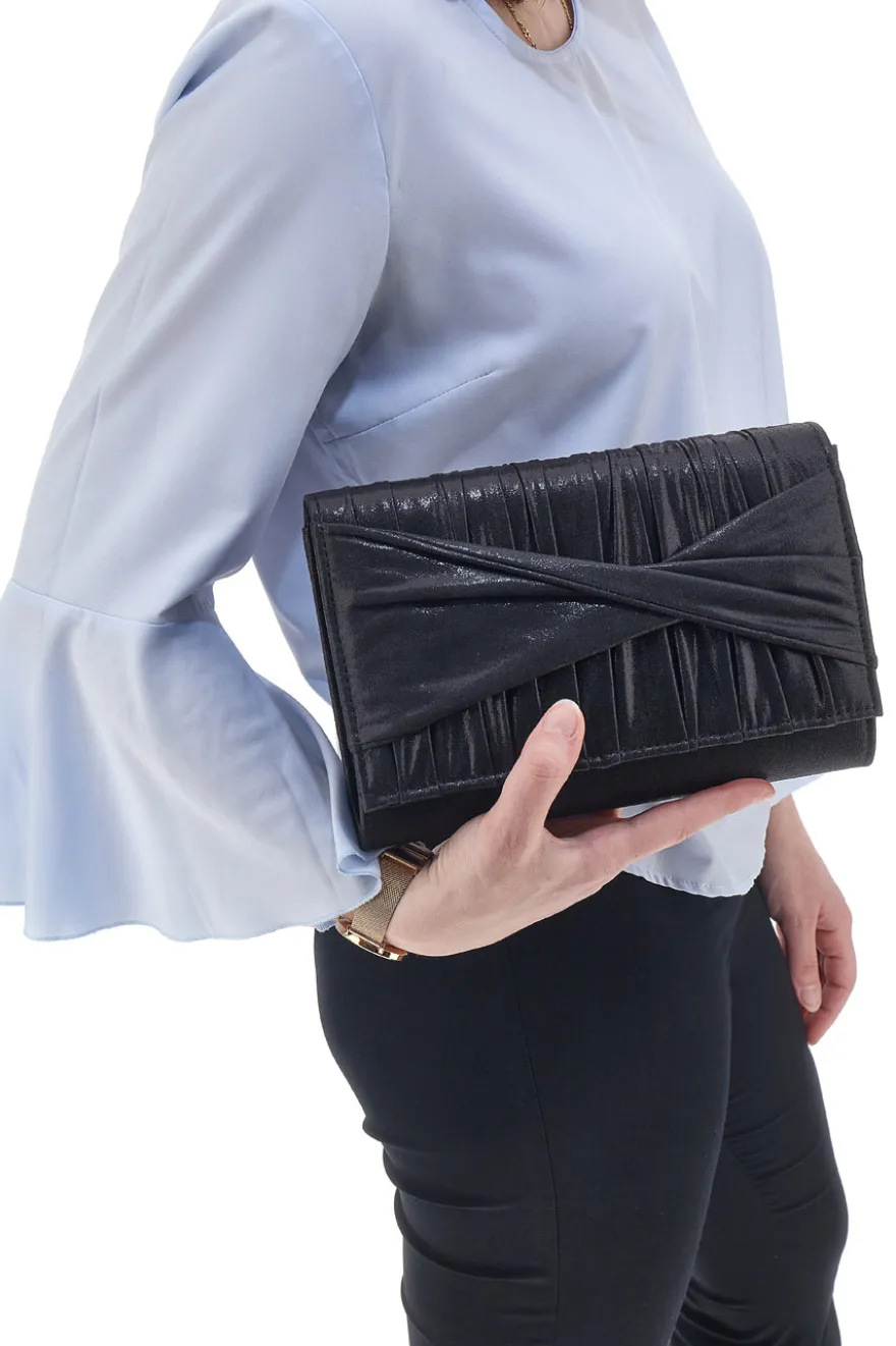 Pochette Nera Satinata con Tracolla Coveri Collection 0189