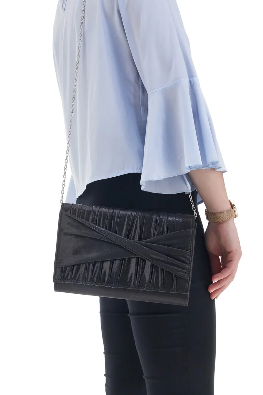 Pochette Nera Satinata con Tracolla Coveri Collection 0189