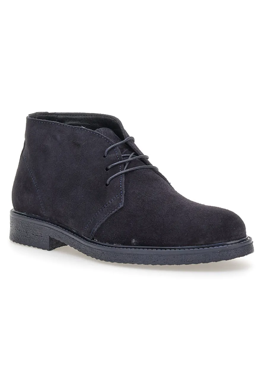 Polacchine blu in pelle scamosciata con suola in gomma Pittarello Focus 550