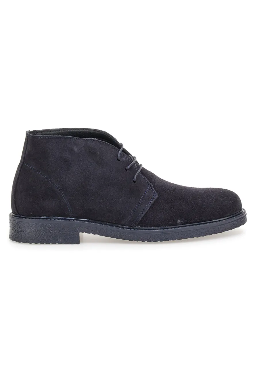 Polacchine blu in pelle scamosciata con suola in gomma Pittarello Focus 550