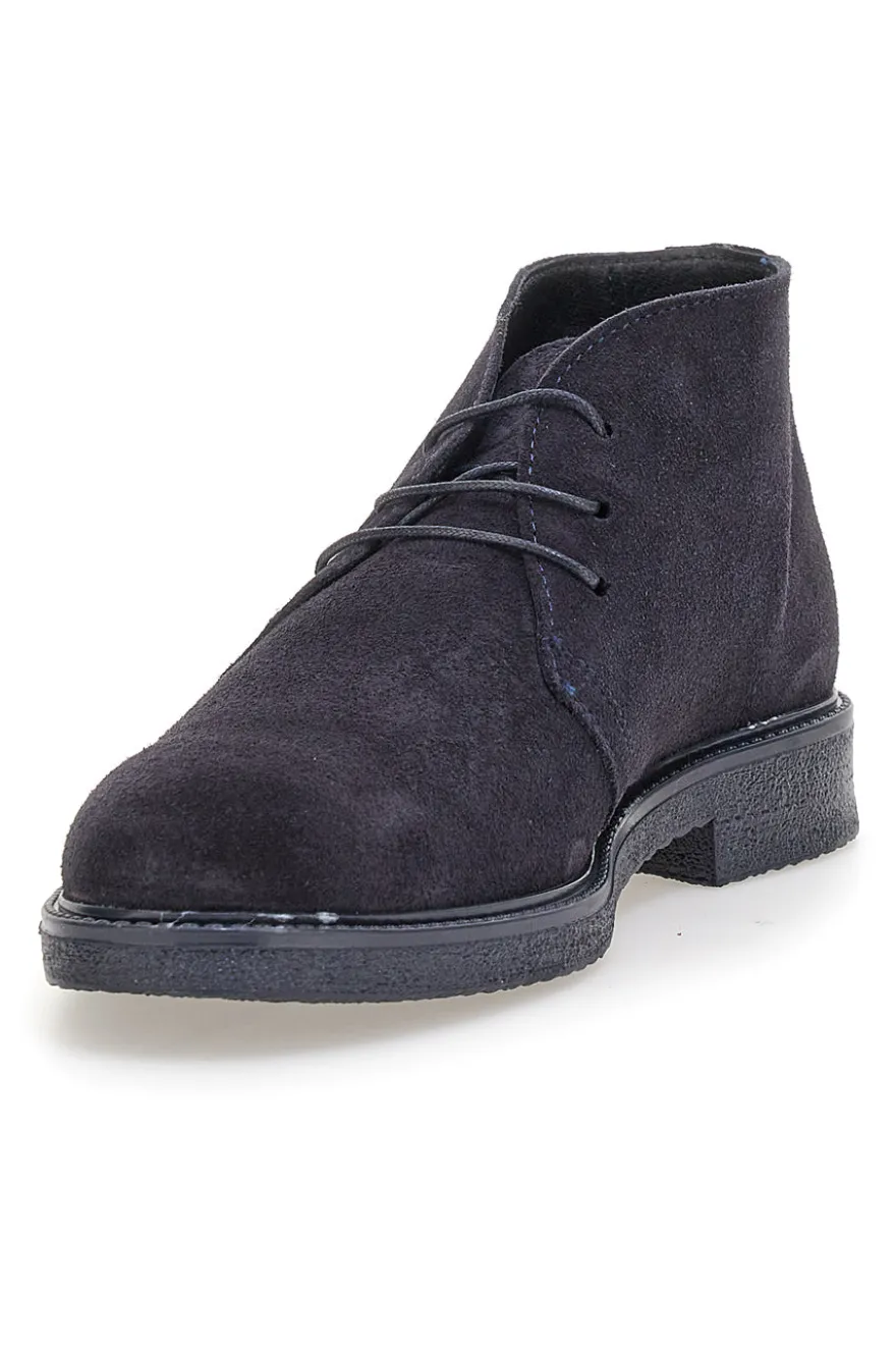 Polacchine blu in pelle scamosciata con suola in gomma Pittarello Focus 550