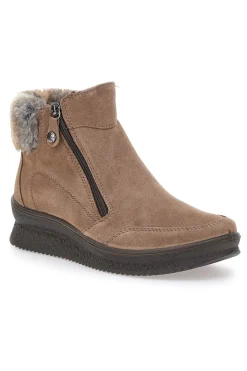 Polacchini beige con zip e interno in pelliccia iMac 8566817152017