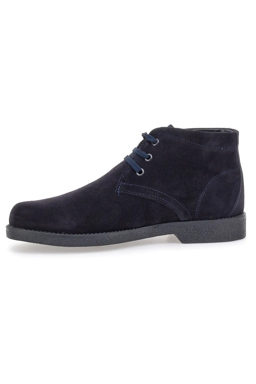 Polacchini blu in camoscio con bandierina tricolore Pittarello 2810