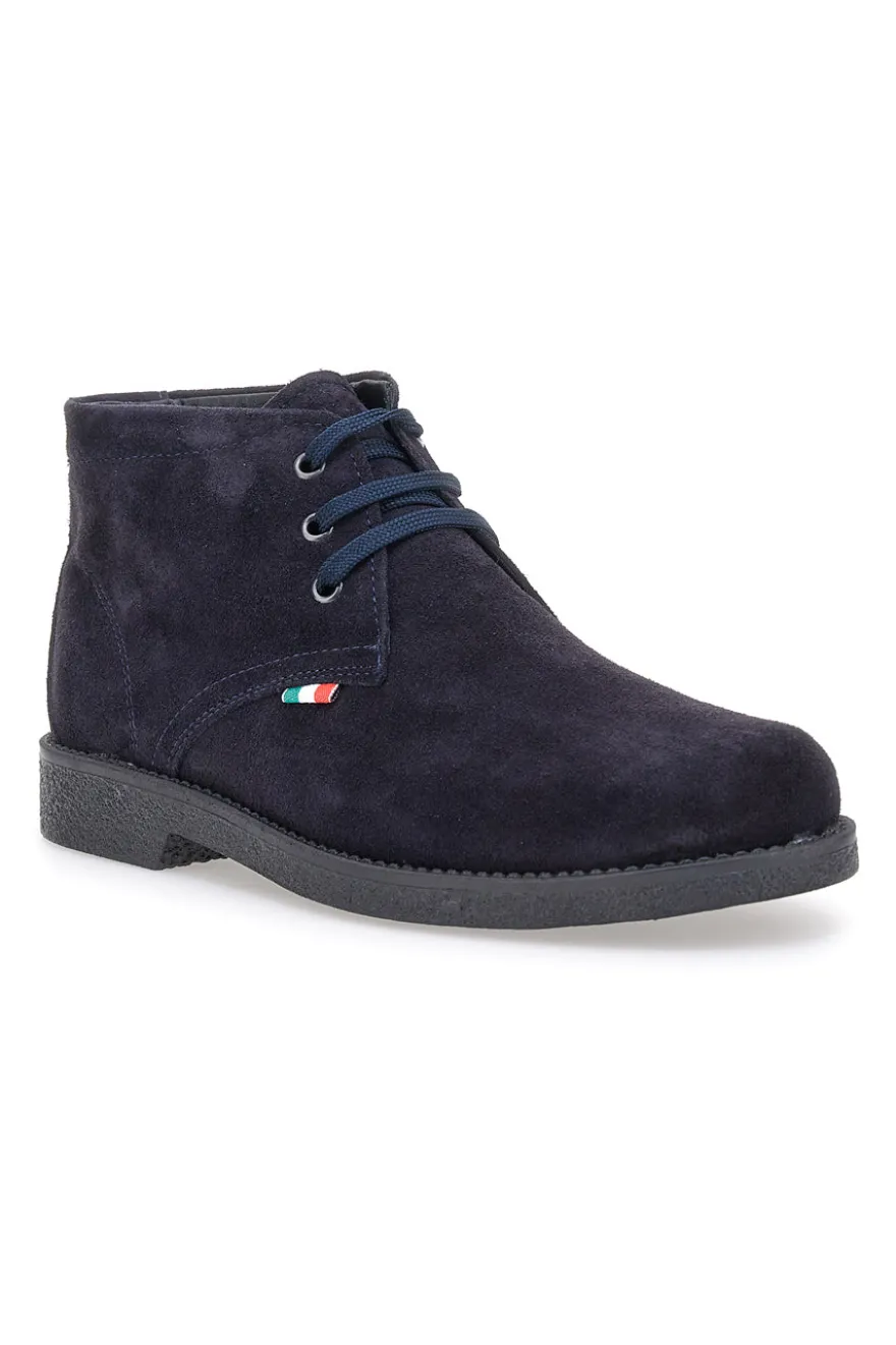 Polacchini blu in camoscio con bandierina tricolore Pittarello 2810