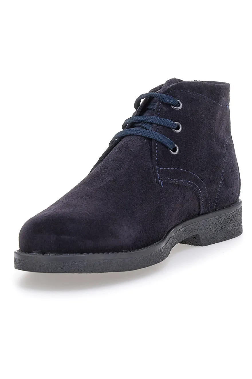 Polacchini blu in camoscio con bandierina tricolore Pittarello 2810