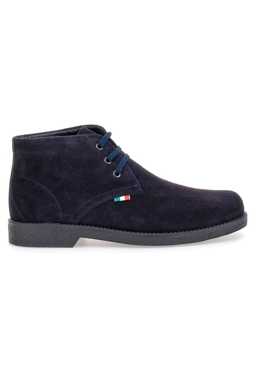 Polacchini blu in camoscio con bandierina tricolore Pittarello 2810