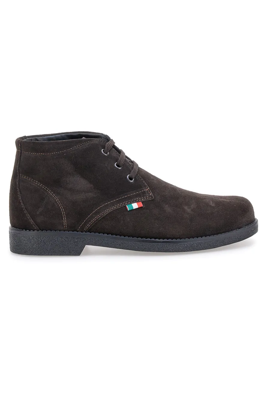 Polacchini marroni in camoscio con bandierina tricolore Pittarello 2810
