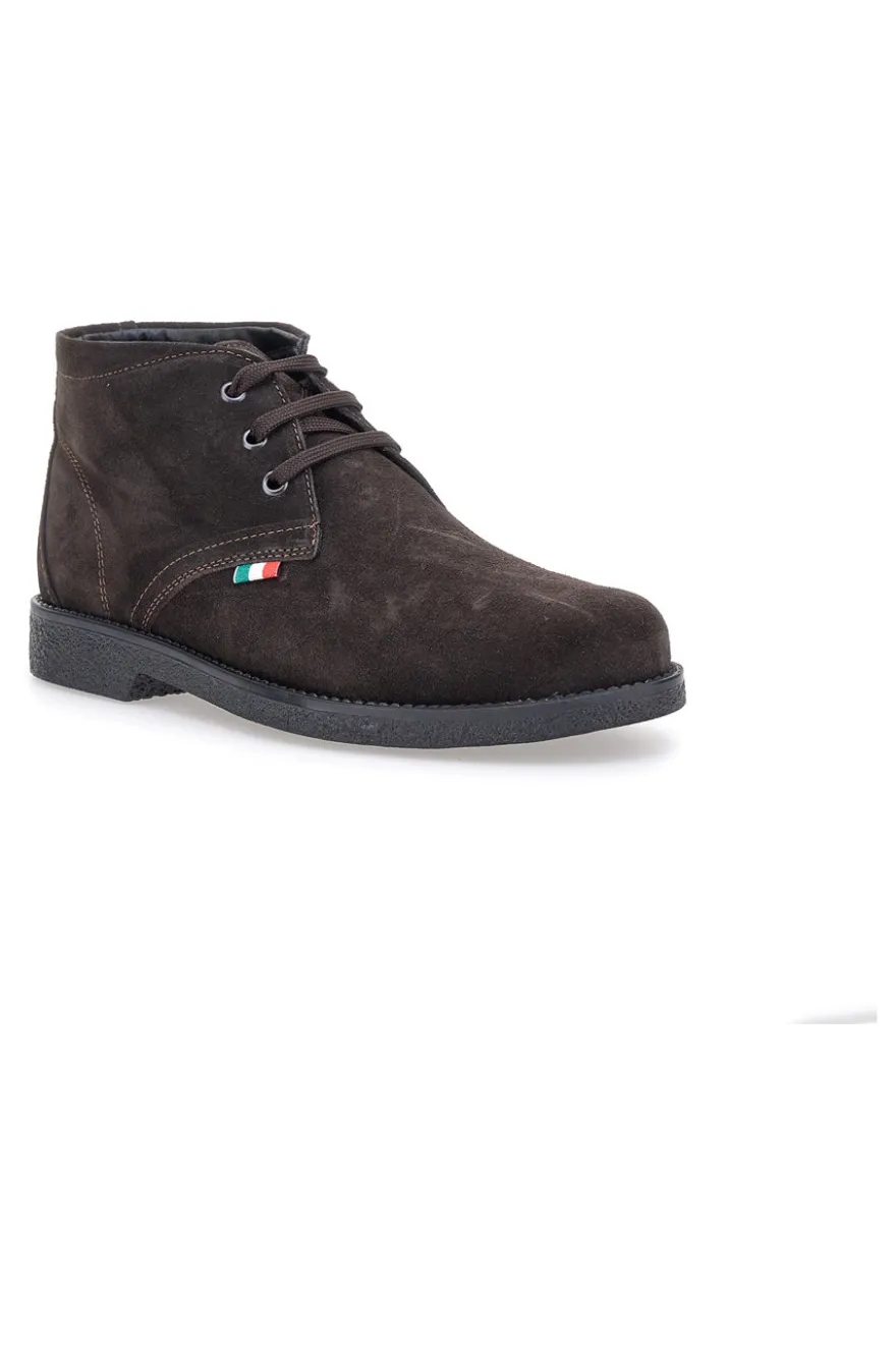 Polacchini marroni in camoscio con bandierina tricolore Pittarello 2810