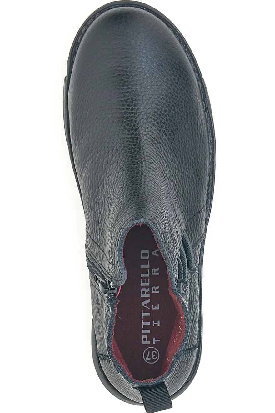 Polacchini neri in pelle con zip laterale Pittarello Tierra 30755