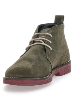 Polacchini verdi in vera pelle con suola bordeaux Pittarello 322