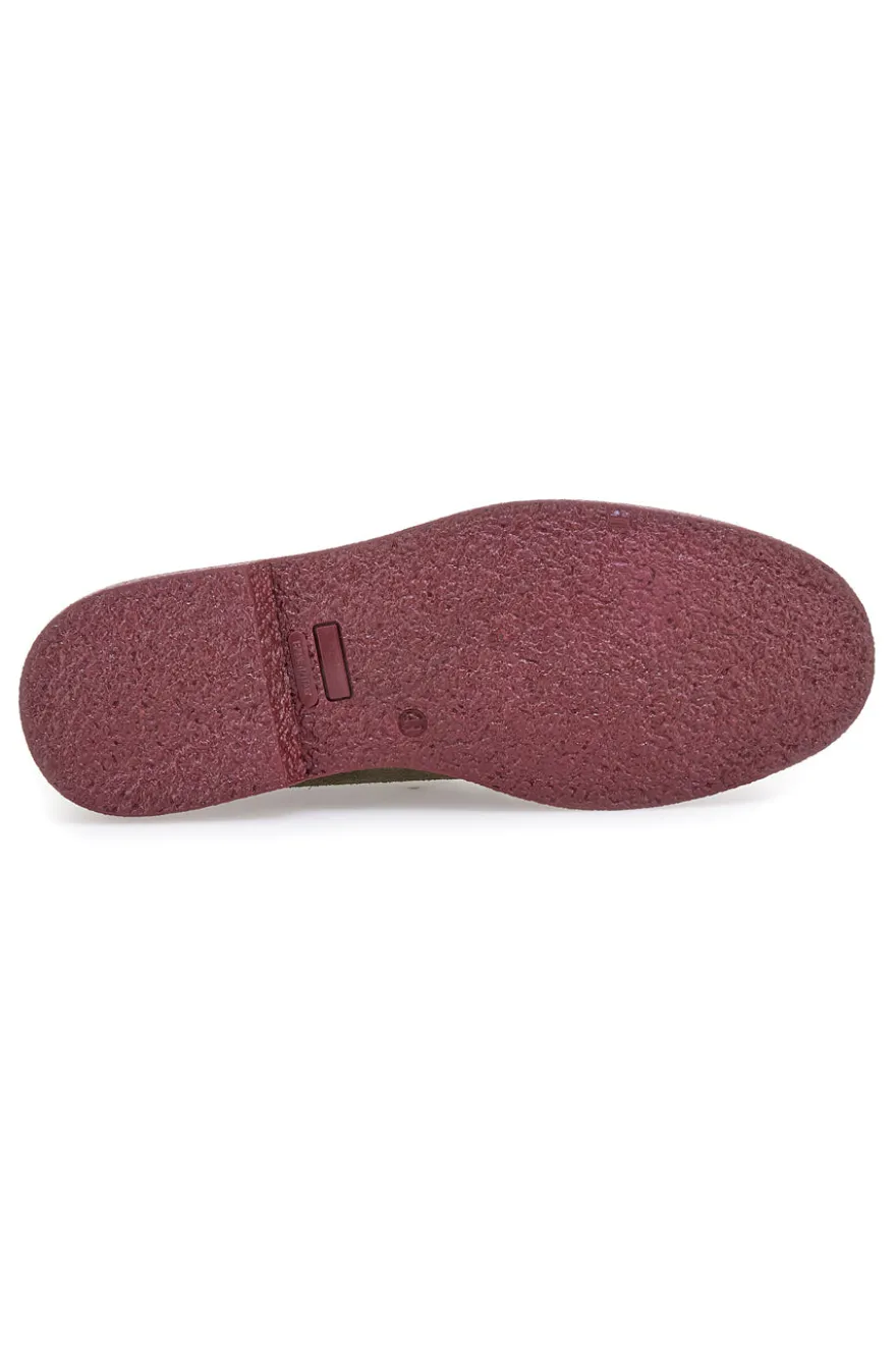 Polacchini verdi in vera pelle con suola bordeaux Pittarello 322