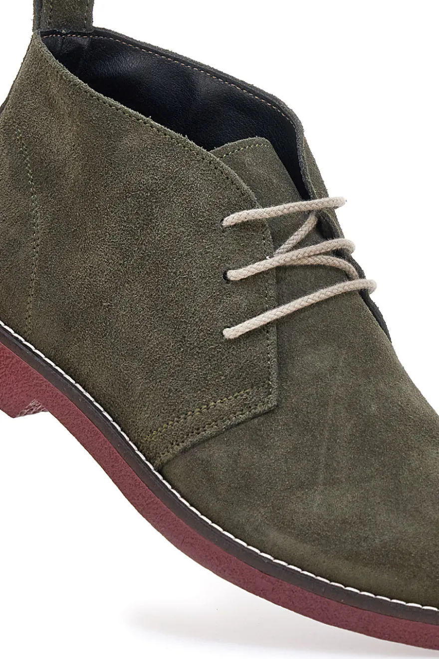 Polacchini verdi in vera pelle con suola bordeaux Pittarello 322