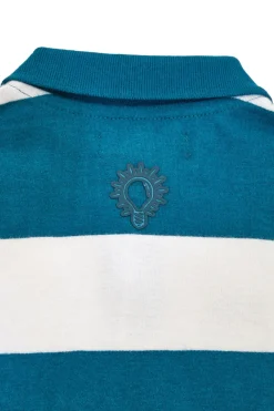 Polo a righe ottanio e bianche in cotone Pitt Kids PT-KL-8023