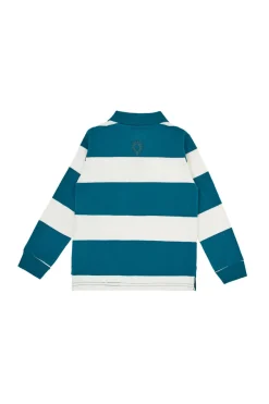 Polo a righe ottanio e bianche in cotone Pitt Kids PT-KL-8023