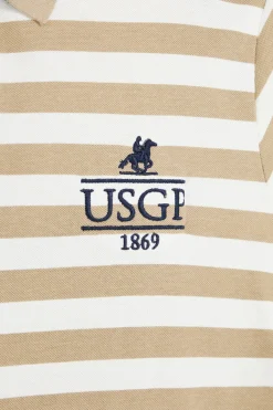 Polo beige e bianca a righe 100% cotone U.s. grand polo US61505M
