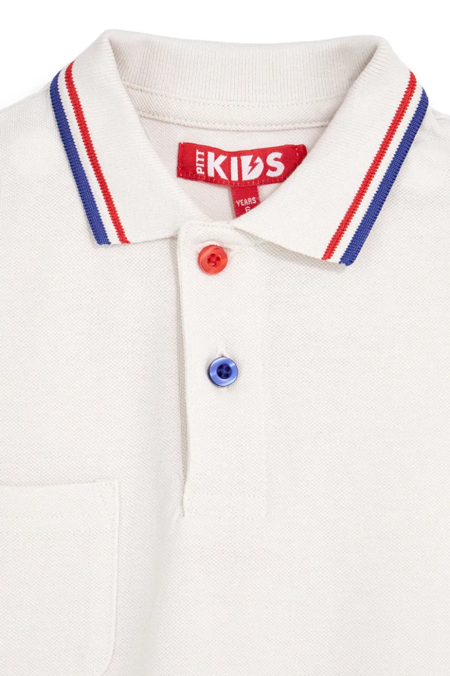 Polo bianca con colletto a contrasto Pitt kids Pt-b-pl-9053