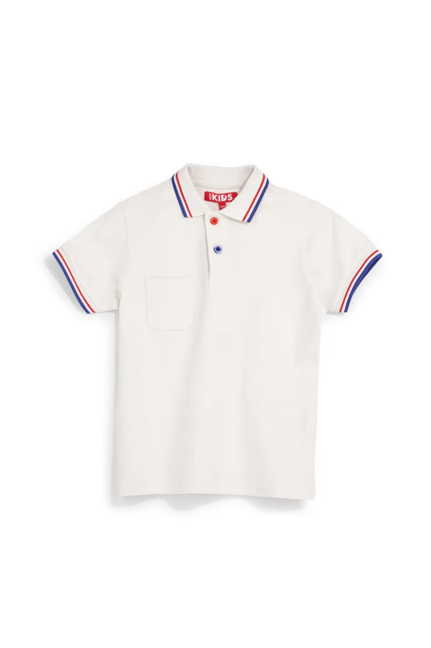 Polo bianca con colletto a contrasto Pitt kids Pt-b-pl-9053