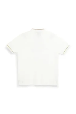 Polo Bianca con Collo Coreana e Profili Beige U.S.Grand Polo US61506M