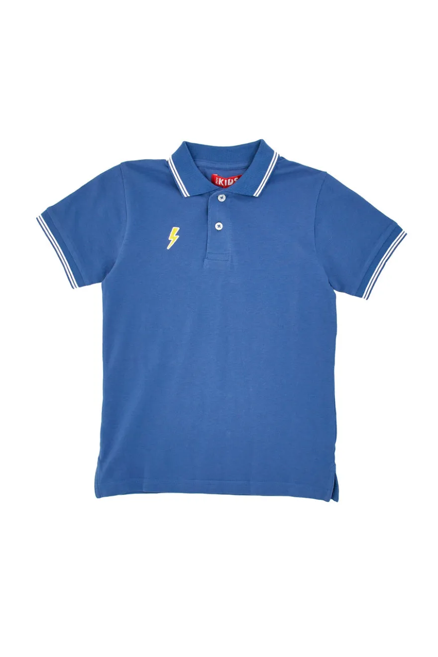 Polo Blu con Bordini Bianchi Pitt Kids PT-B-PL-05032