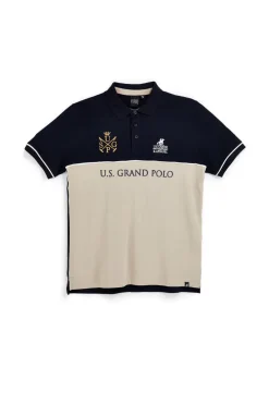 Polo blu e beige 100% cotone U.s. grand polo US61503M