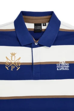 Polo blu e bianca a righe 100% cotone U.s. grand polo US61515M