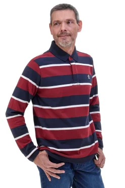 Polo bordeaux a righe in cotone US Golf PR02