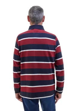 Polo bordeaux a righe in cotone US Golf PR02