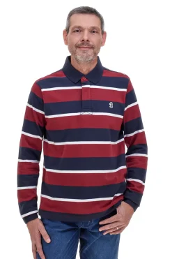 Polo bordeaux a righe in cotone US Golf PR02