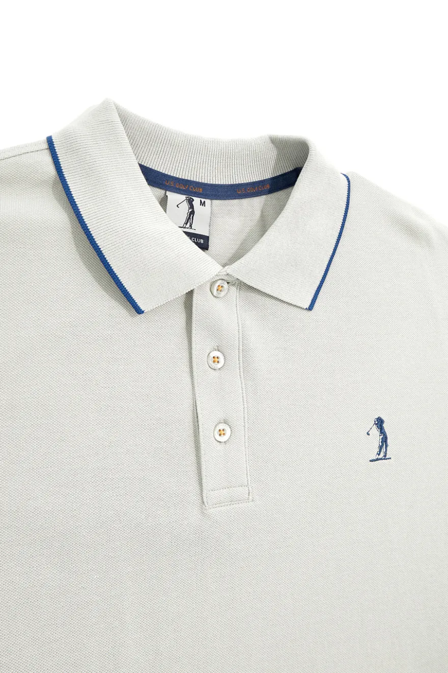 Polo Grigia con profili a contrasto e logo ricamato Us golf PO2002