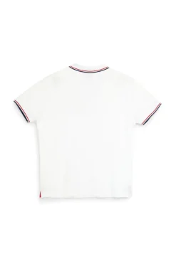 Polo in cotone bianca con colletto a righe Sevenoaks Nby6212