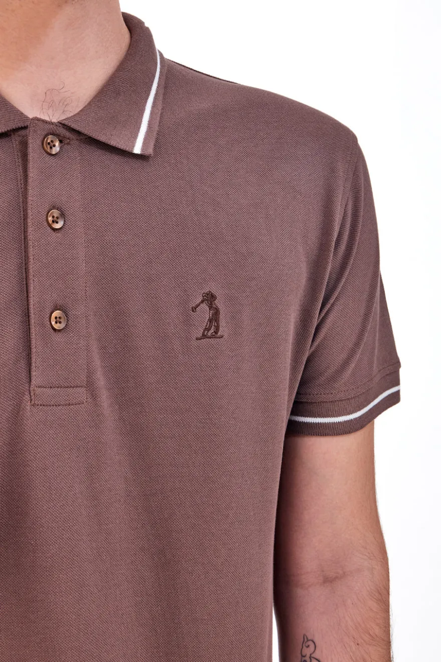 Polo Mezza Manica Marrone US Golf Club 1349